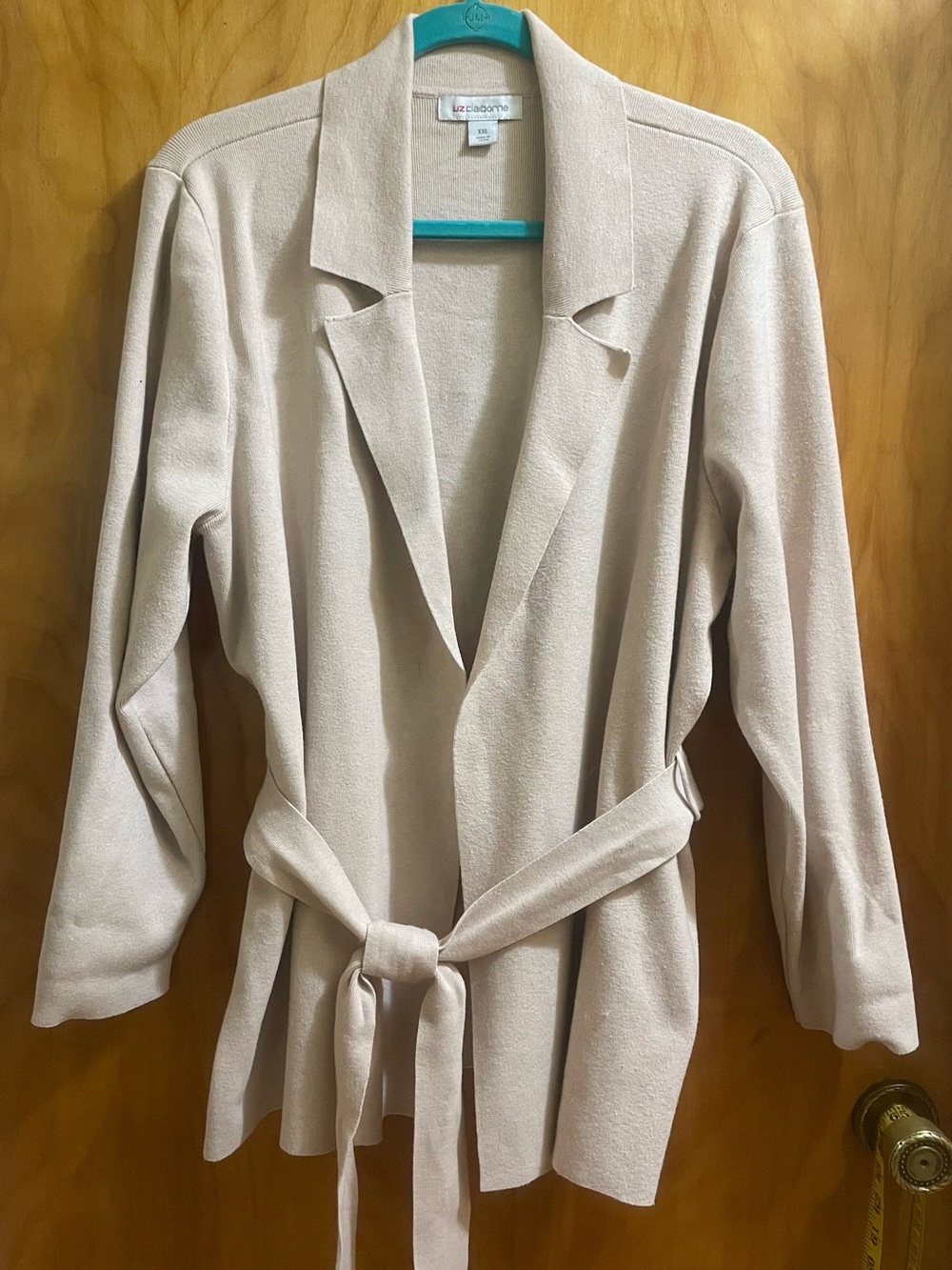 Liz Claiborne Beige Tie-Waist Open Knit Blazer